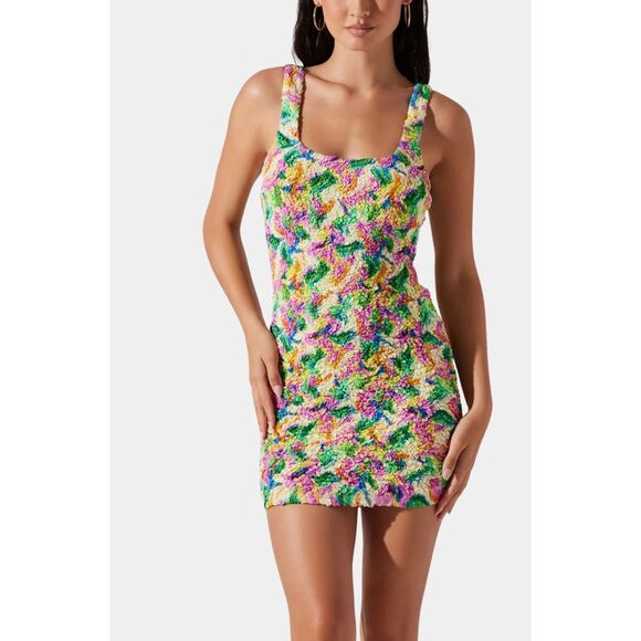 ASTR the Label Multicolor Textured Knit Bodycon Mini Dress | Size S - Picture 1 of 8